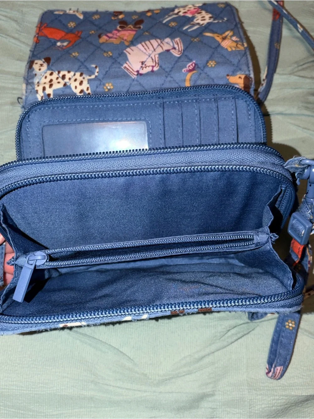 Vera Bradley Blue Quilted Crossbody with Dog Print